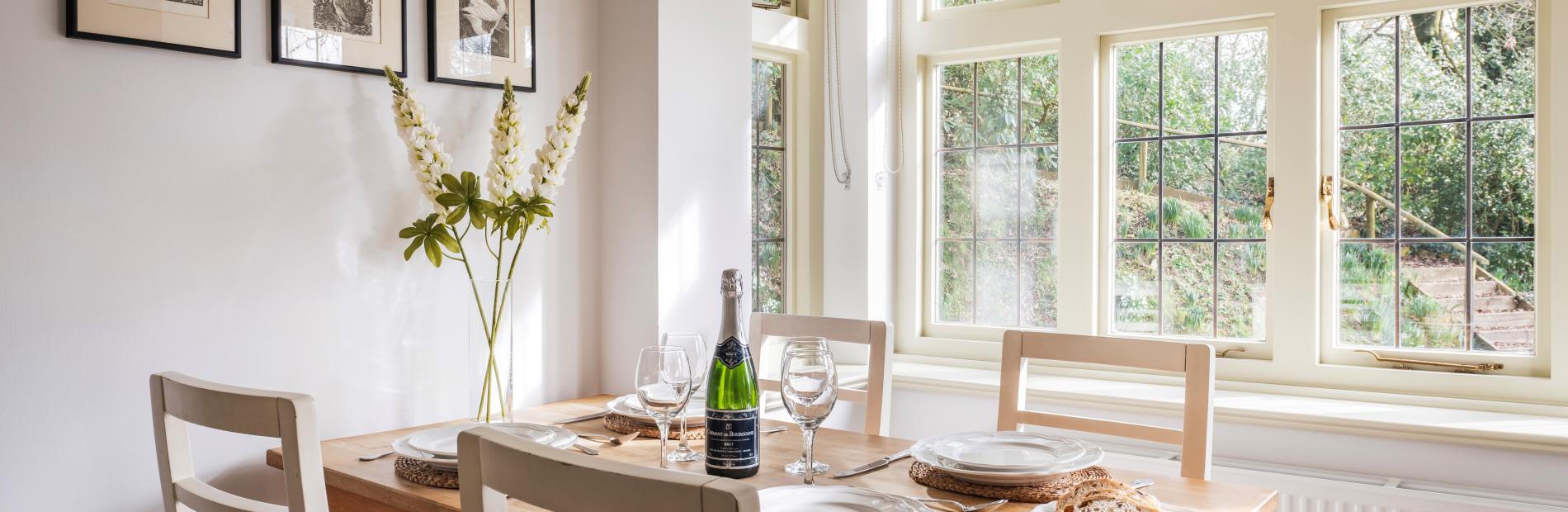 Kitchen with views of garden