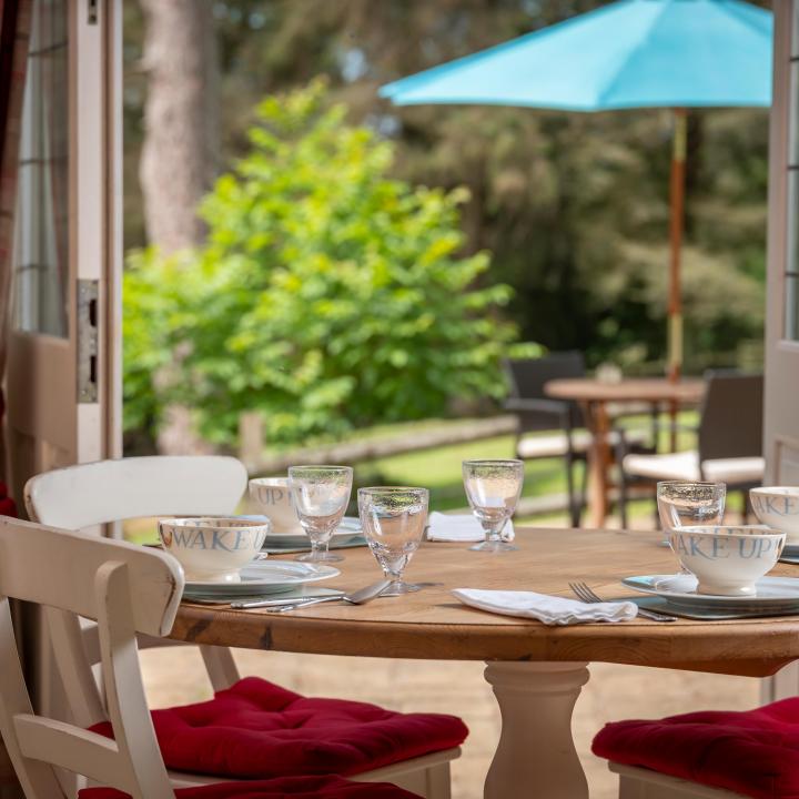 Dining area at Knapp House Self Catering Lodges in Devon