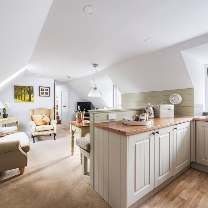Sitting room and kitchen